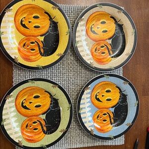 Halloween Pumpkin Salad Plates set of 4